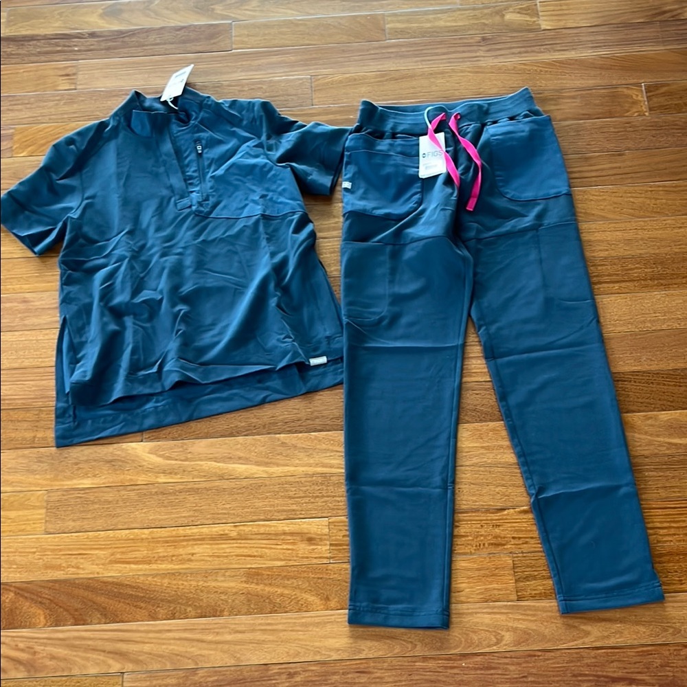 Figs Dark Harbour Jundah Top and Mundri Pants Scrub Set XS XXS
